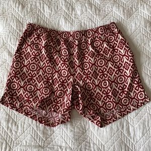 Red and white linen shorts
